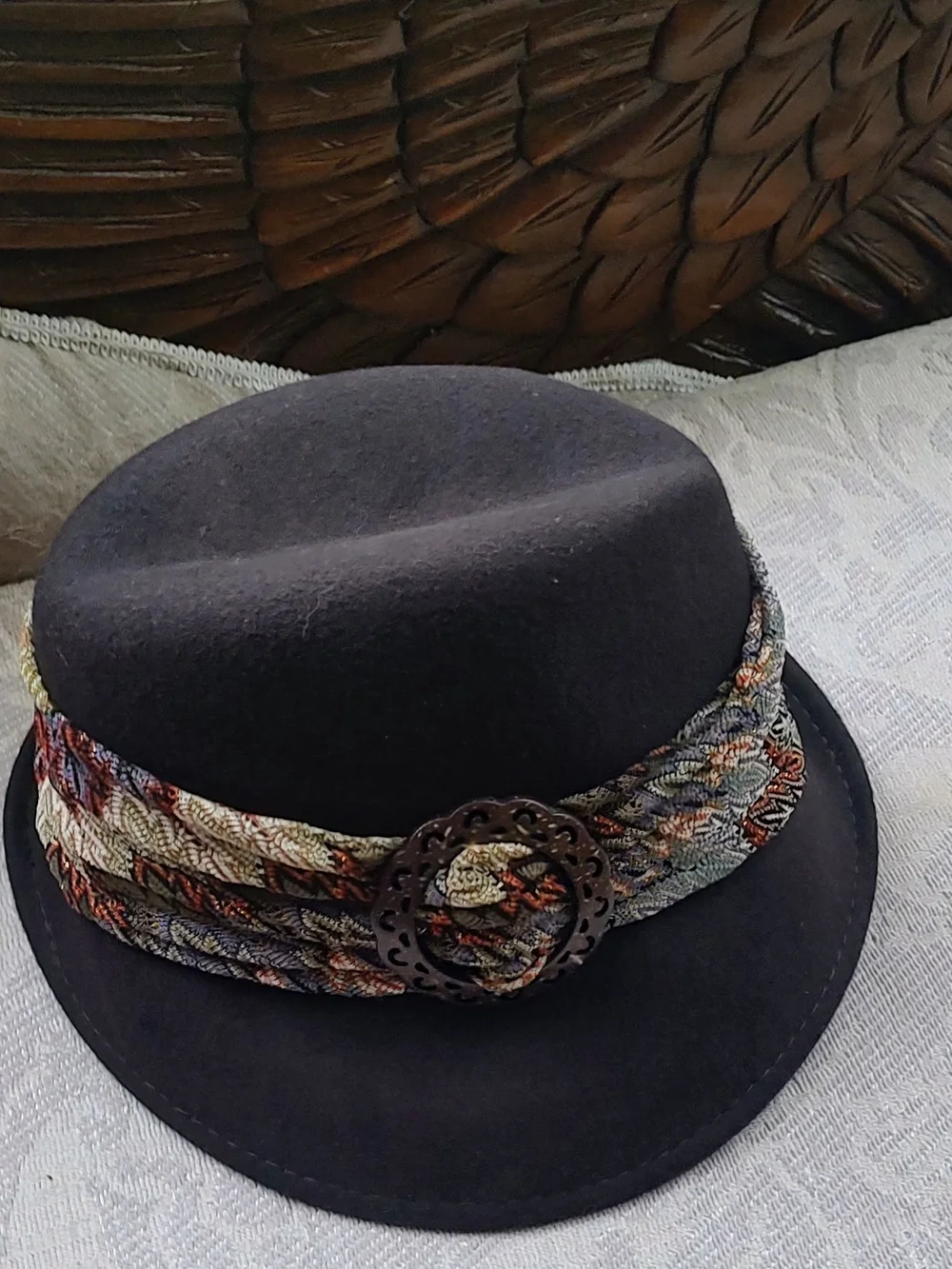 Scala Collezione Geometric Fedora Brown Wool